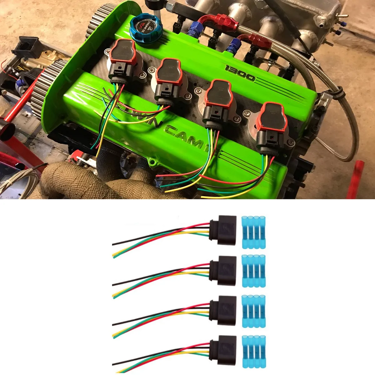 

4Set Ignition Coil Connector Harness Wiring Plug for Audi A3 A4 A5 A6 TT VW Passat Jetta 1J0973724 2011340 1J0998724