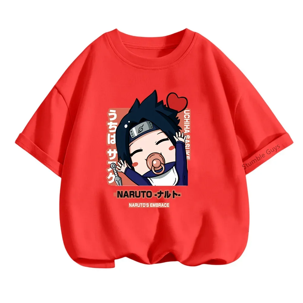 Модная детская футболка с принтом Narutos для мальчиков и девочек Yuzhi Bo Sasuke одежда