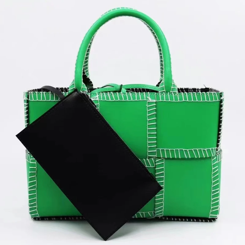 

New Genuine Leather Large-capacity Bucket Bag High-quality Luxury Designer Vegetable Basket Woven Handbag Women's Tote Bag