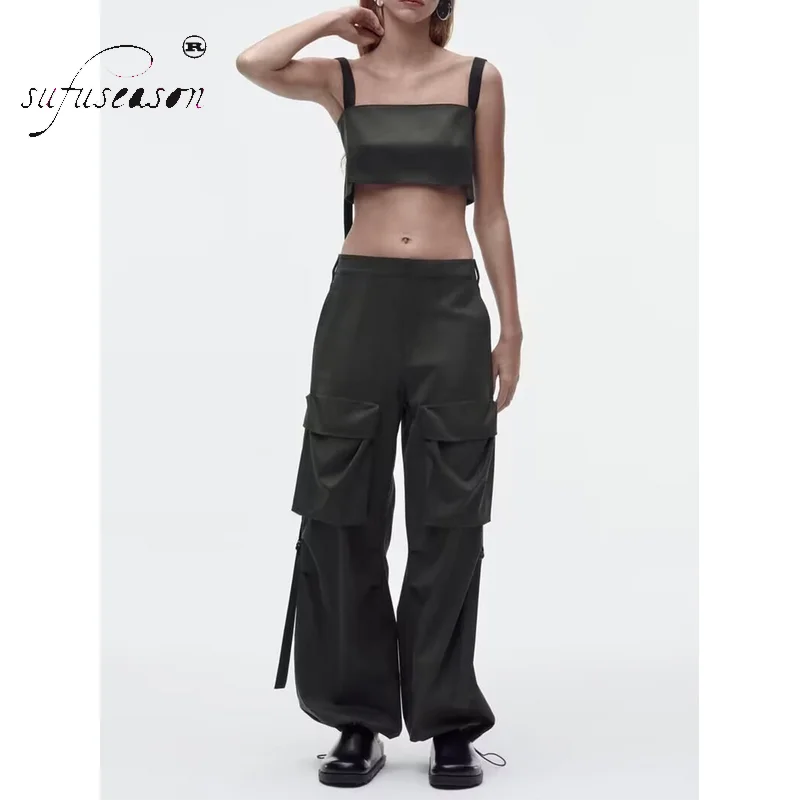 

Streetwear Tank Top Female Khaki Crop Top Women Cut Out Corset Tops For Women 2023 Sexy Off Shoulder Sleeveless Backless Fashio