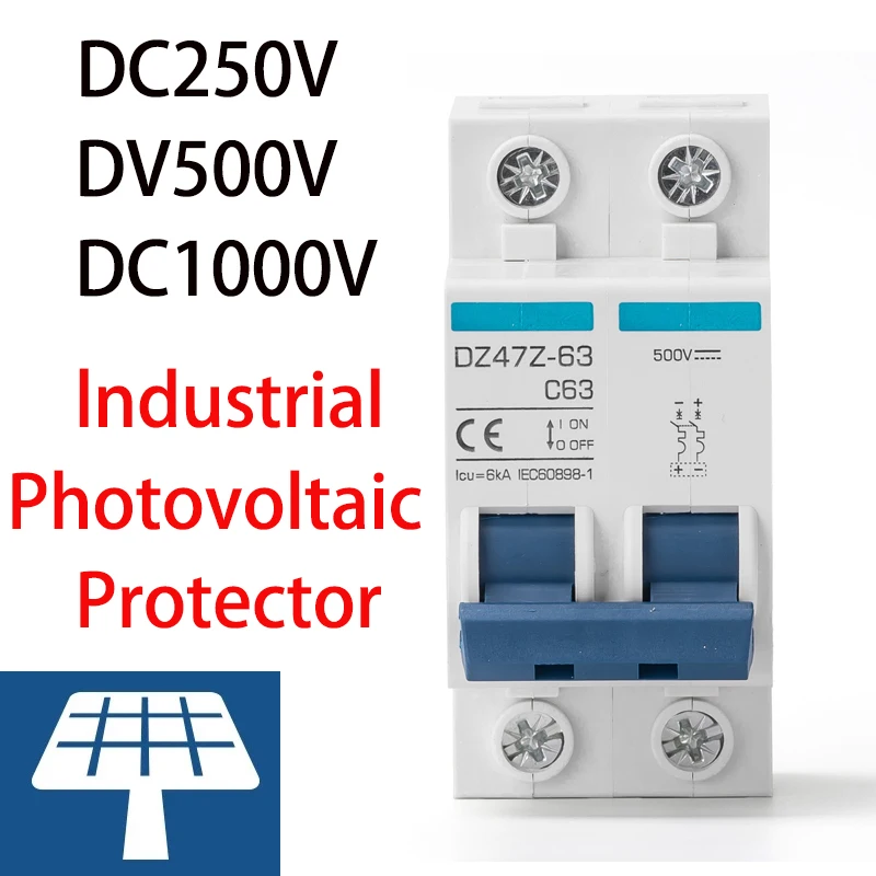 Солнечная энергия PV MCB DC 1000V Мини автоматический выключатель 2P 500 a V фотогальванический выключатель генерации энергии 63a 16A 40A 32A 125A