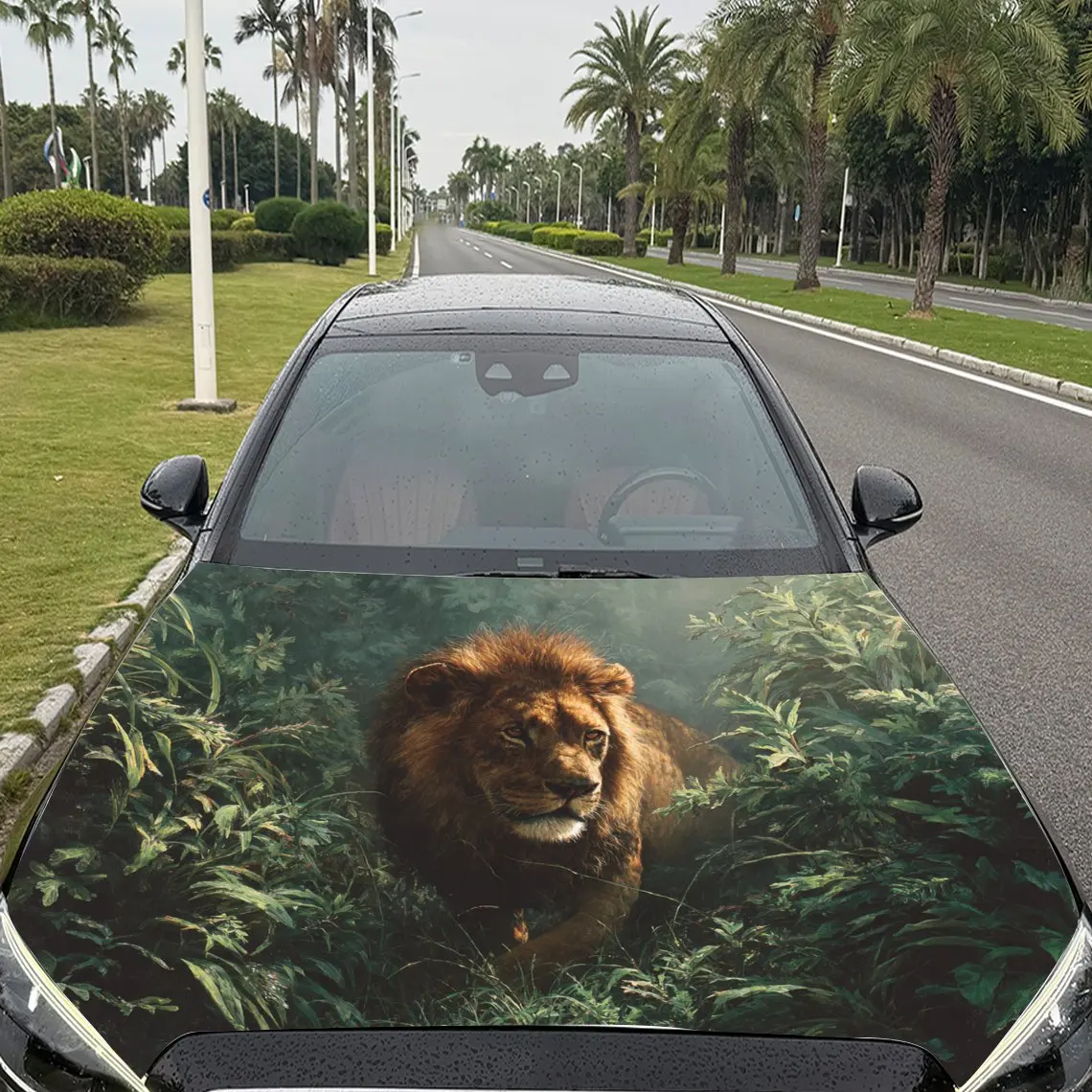 Фото Стелсственный дизайн льва, обертка на капот автомобиля, цветная виниловая наклейка, графический капот грузовика, автоаксессуары, украшение, защитная наклейка, подарок №5