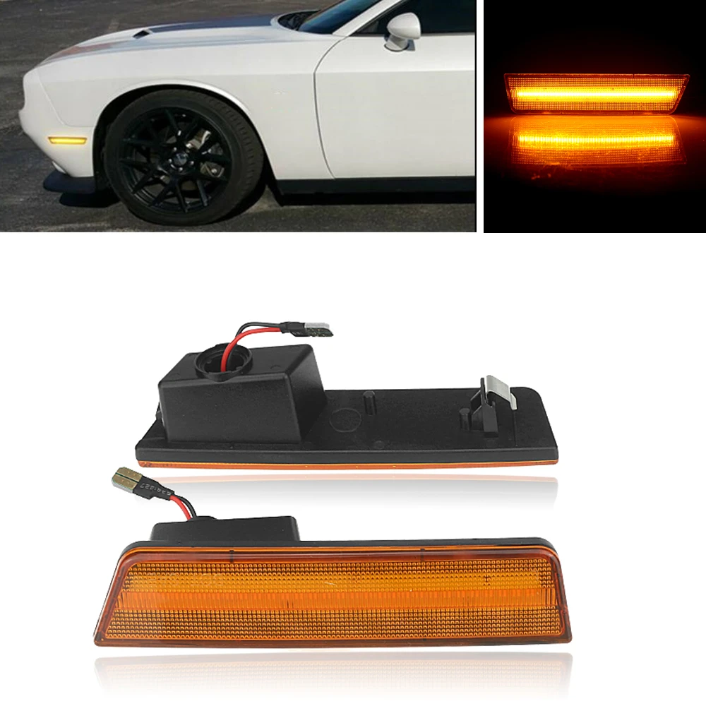 

Для Dodge Challenger 2008-2014 Передняя боковая лампа желтая/прозрачная крышка для автомобильного крыла индикатор сигнала поворота
