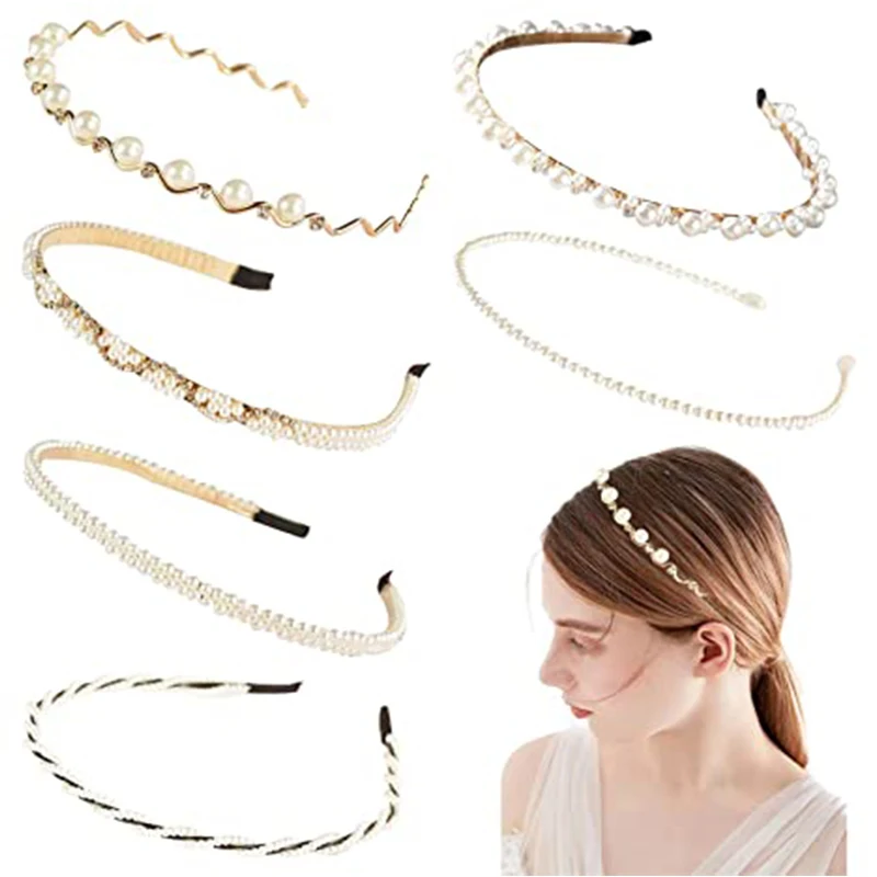 

Free Shipping Simulation Pearl Hairbands Women Hair Accessories Korean Handmade Bow Flower Hoops Headband Wedding Ornaments
