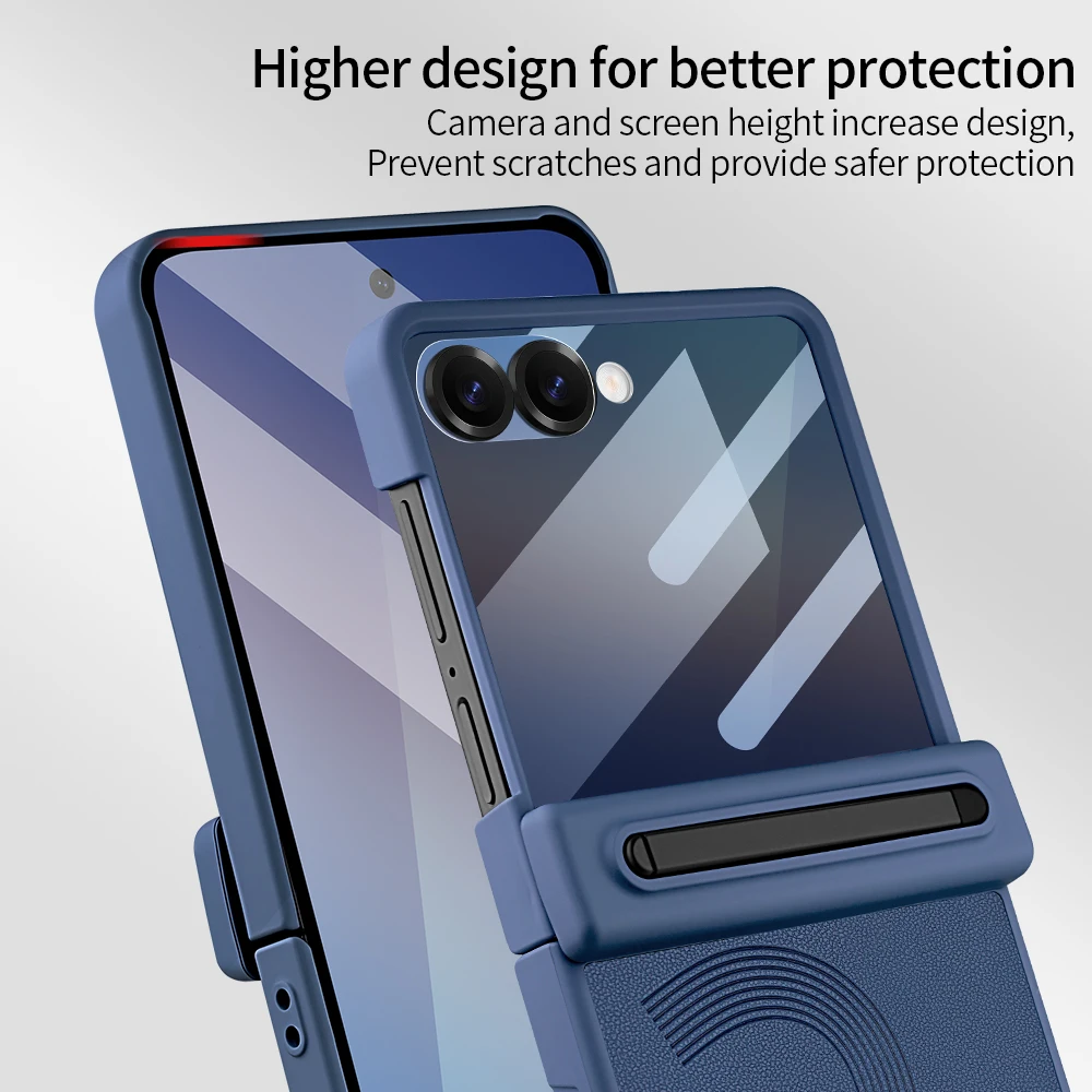 Фото Роскошный кожаный чехол для Samsung FLIP 7 6 с полной защитой, предустановленной защитной пленкой из закаленного стекла и чехлом для S Pen №3