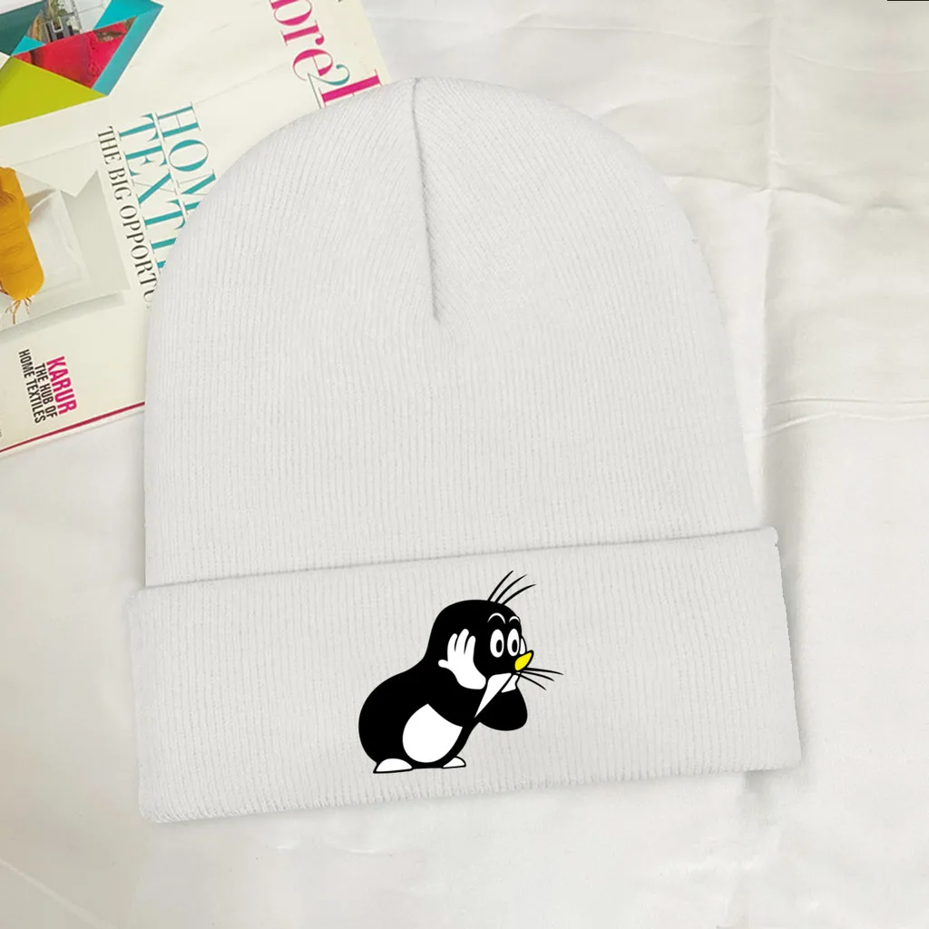 

Surprised Skullies Beanie The Mole Anime Knitted Bonnet Adults Warm Caps Cycling Kawaii Brimless Elastic Hats