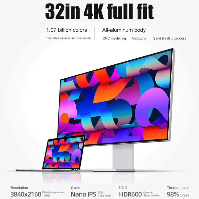 32-дюймовый LED-монитор 4K 3840*2160 с HDR10, 60 Гц, USB-C для Mac, 100 Вт, HDR10, 139 PPI, матовый экран, Kuycon P32UB, безрамочный дизайн (art.: 3920daae66fb9) - 3920daae66fb9
