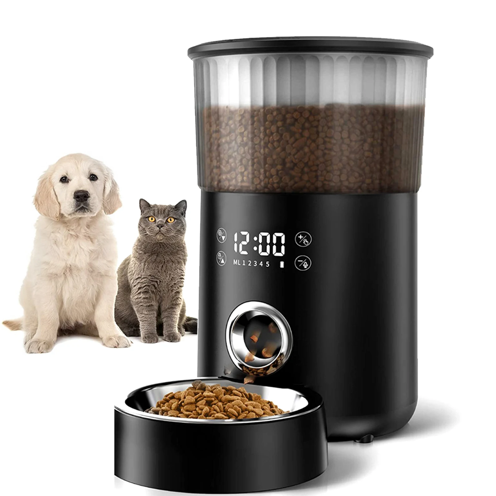 

4L Automatic Cat Feeder Smart Dog Food Dispenser Pet Feeding Bowl with Programmable Timer Pet Supplies 5 Meals Per Day