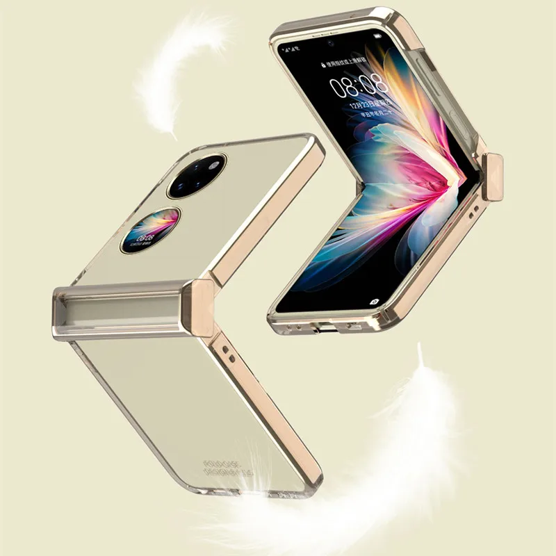 Clear PC Case For Huawei P50 Pocket Plating Fold Case Hinge protection Case P50 Pocket Armor Hinge Case For Huawei P50 Pocket 5G