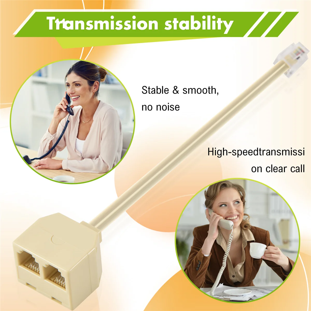 Разъем RJ 11 6P 4 C 2 разъема разветвитель M/F кабель-адаптер для телефона бежевый