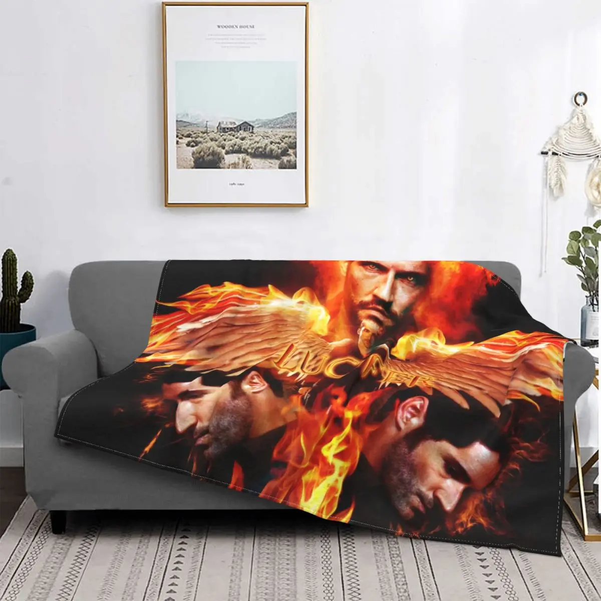 

Lucifer Fire Wings Blankets Magic Tom Ellis Flannel Awesome Soft Throw Blankets for Home Spring/Autumn 09