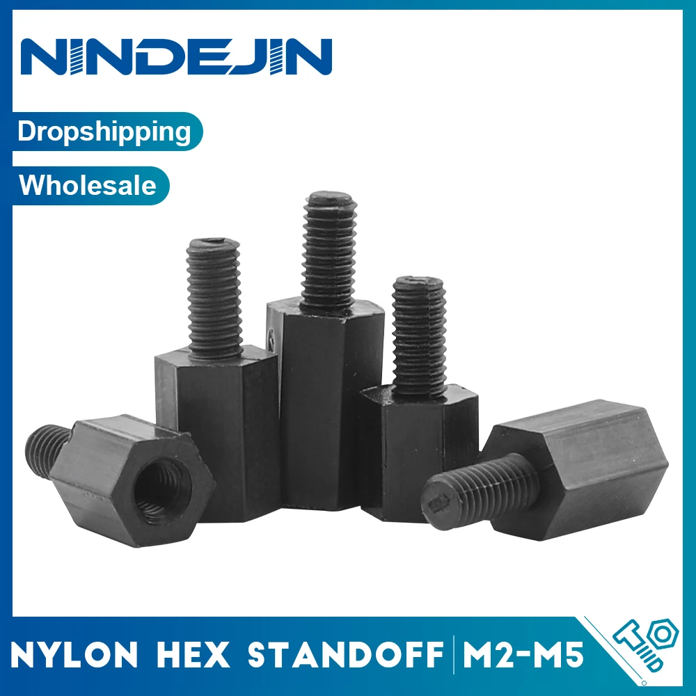 

NINDEJIN 10-50 шт., черные нейлоновые шестигранные стойки, M2-M4, мужские и женские шестигранные пластиковые стойки для PCB, материнская плата, противостояние