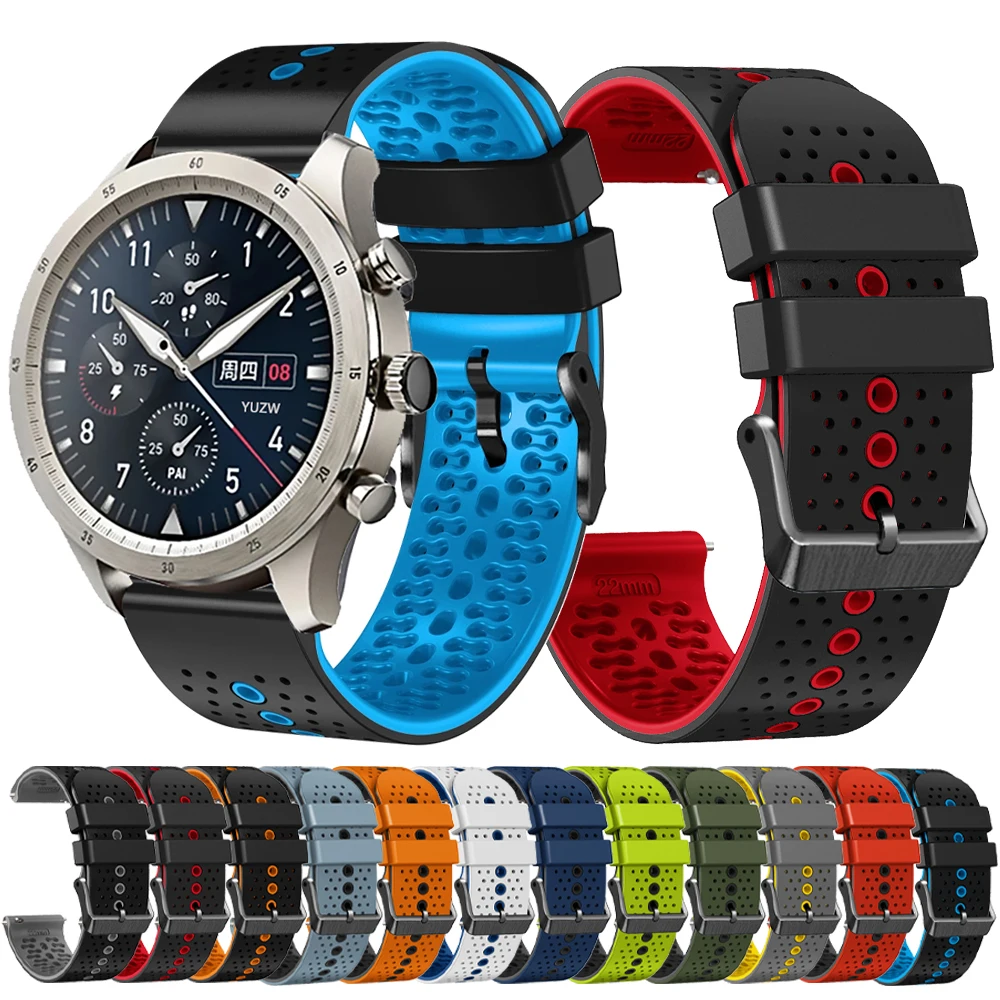 Ремешок силиконовый для Amazfit Zepp Z GTR 4 GTR3 Pro/HUAWEI WATCH Pro GT3 2 46 мм/Galaxy3 45 мм/Garmin Forerunner 265