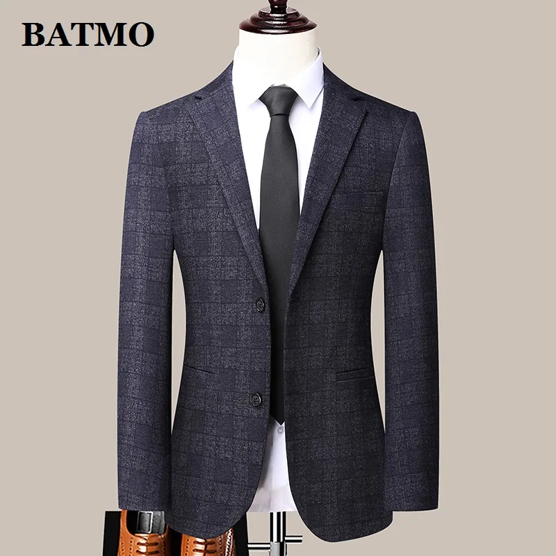 BATMO 2022 new arrival spring plaid jackets men,mens blazer ,G15