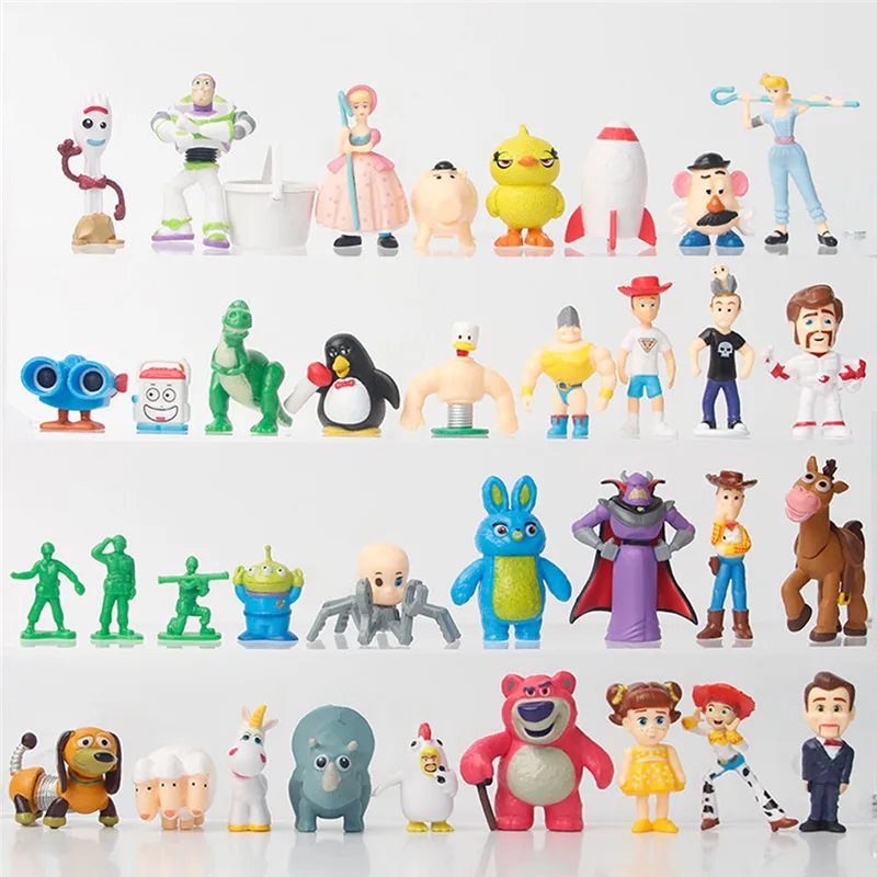

36pcs Mini Disney Toy Story Figures Set 3-5cm Buzz Lightyear Woody Alien Jessie Lots Action Figurine Cartoon Model Children Gift
