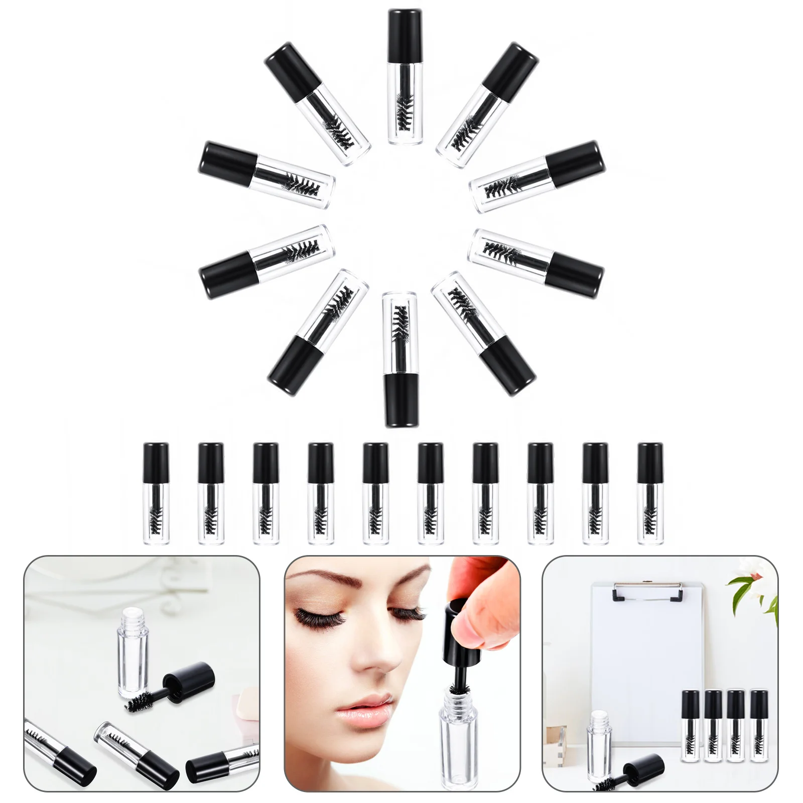 

20pcs Professional Empty Outdoor Miniature Empty Eyelash Tube Refillable Mascara Tube Empty Mascara Tube Eyelash Wand Bottle