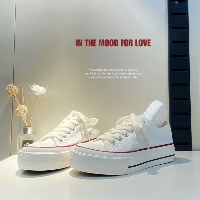 

Женские холщовые кроссовки на платформе, белые, черные кроссовки в клетку для улицы, B071, 2023