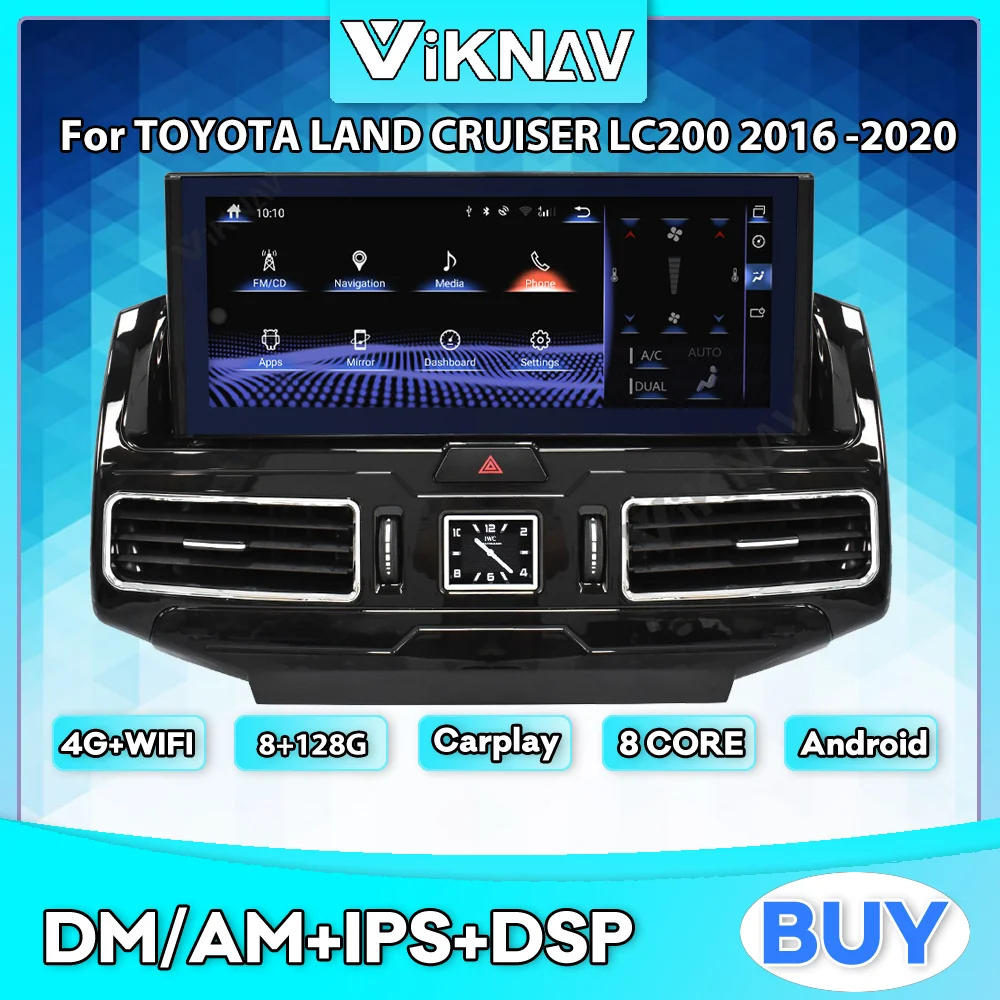 

Автомобильный радиоприемник на Android, 12,3 дюйма, для TOYOTA LAND CRUISER LC200, GPS-навигация, мультимедийный плеер, сенсорный HD-экран, головное устройство 2din