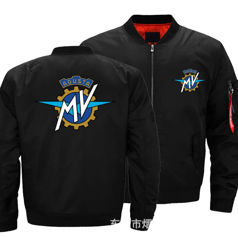 

New Autumn Winter Flight Jacket MV AGUSTA Logo Coat Mens Womens Warm Casual Zipper Baseball Jacket mens clothing Harajuku