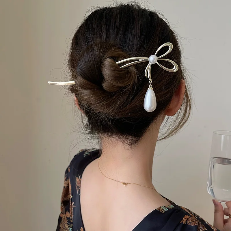 

2022 New Retro Advanced Sense Step Shaking Hairpin Women Antique Style Pearl Pendant Hairpin Summer Simple Hair Accessories