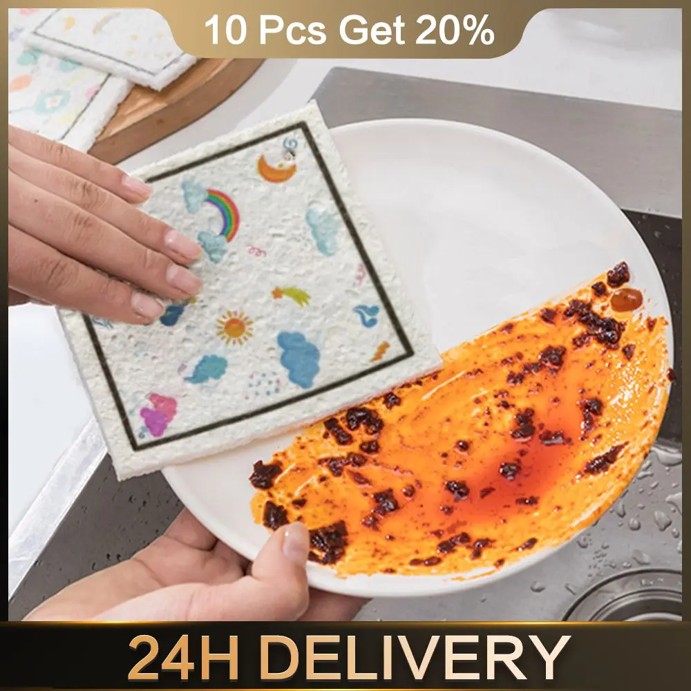 

Dishcloth Kitchen Cleaning Wood Pulp Fiber Household Cleaning Tools Wiping Rags Lint-free 5g/8g/10g Kitchen Accessories Creative