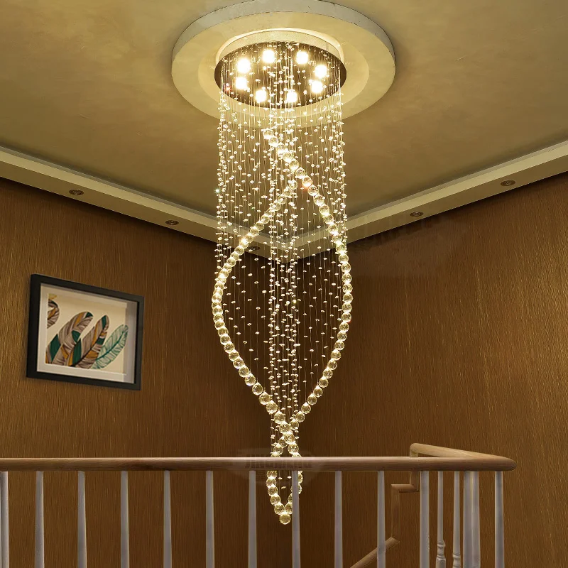 

New LED living room Crystal suspended lamps Modern Hotel Hall Pendant Lights stairs Big fixtures restaurant hanging lighting