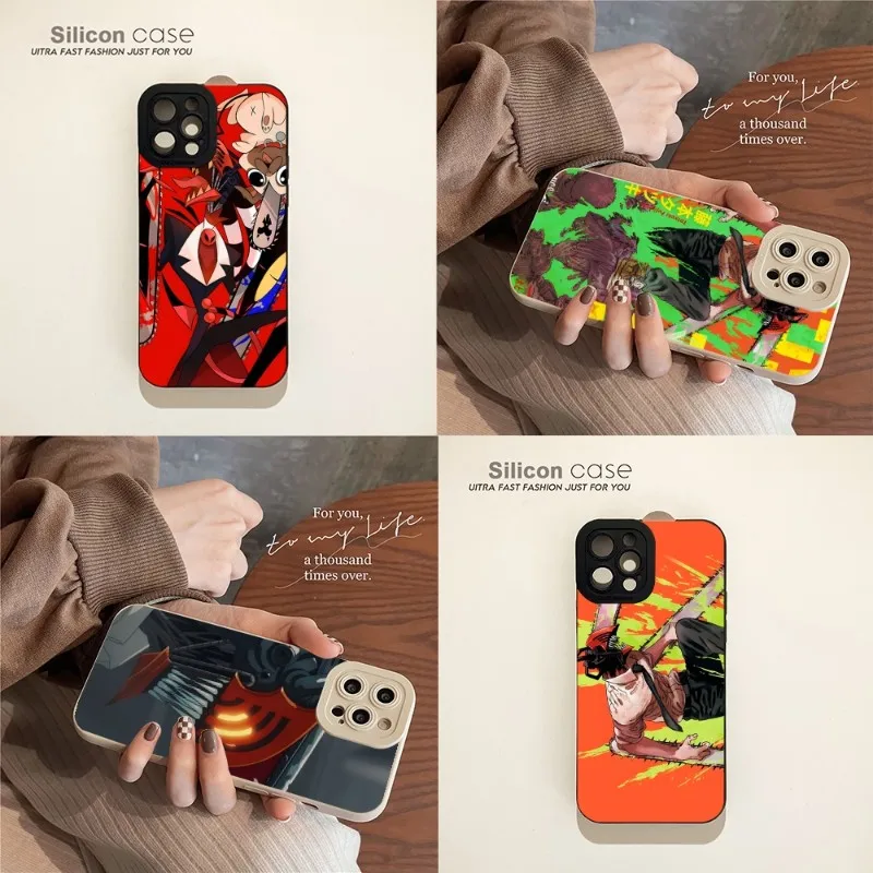 

Мультяшный чехол для телефона с аниме бензопилой для IPhone 14 13 11 12 Pro Max Mini X XR XS 7 8 Plus Чехол для мобильного телефона Hitomi