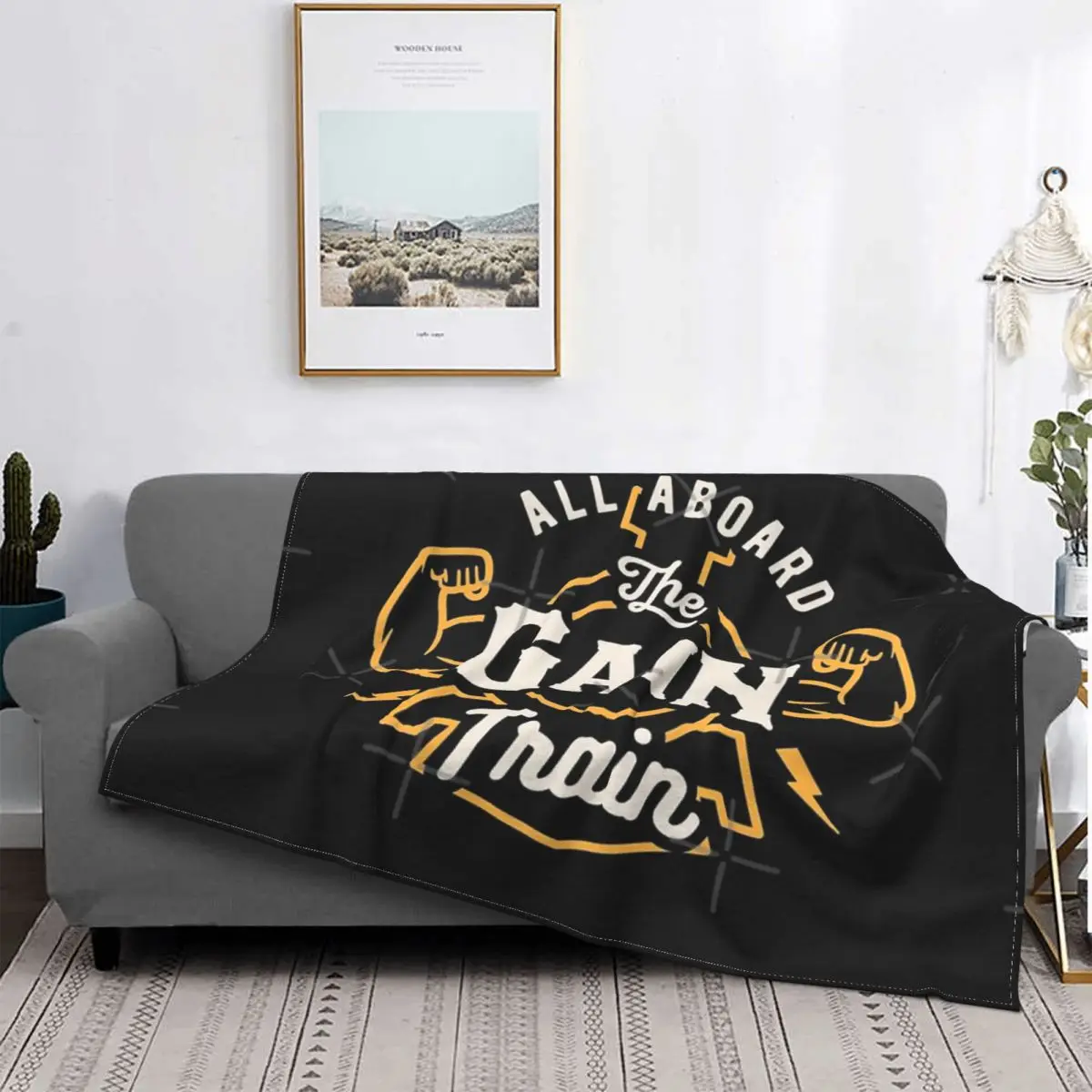 

All Aboard The Gain Train Throw Blanket Trendy Portable Camping Multi Style