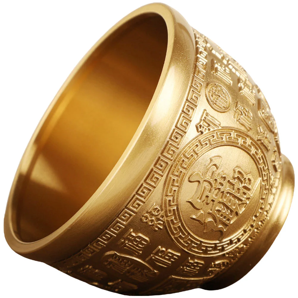 

Brass Treasure Bowl Desktop Decor Chinese Style Treasure Bowl Offering Bowl Home Office Cordon Basin Copper Cylinder Artifact