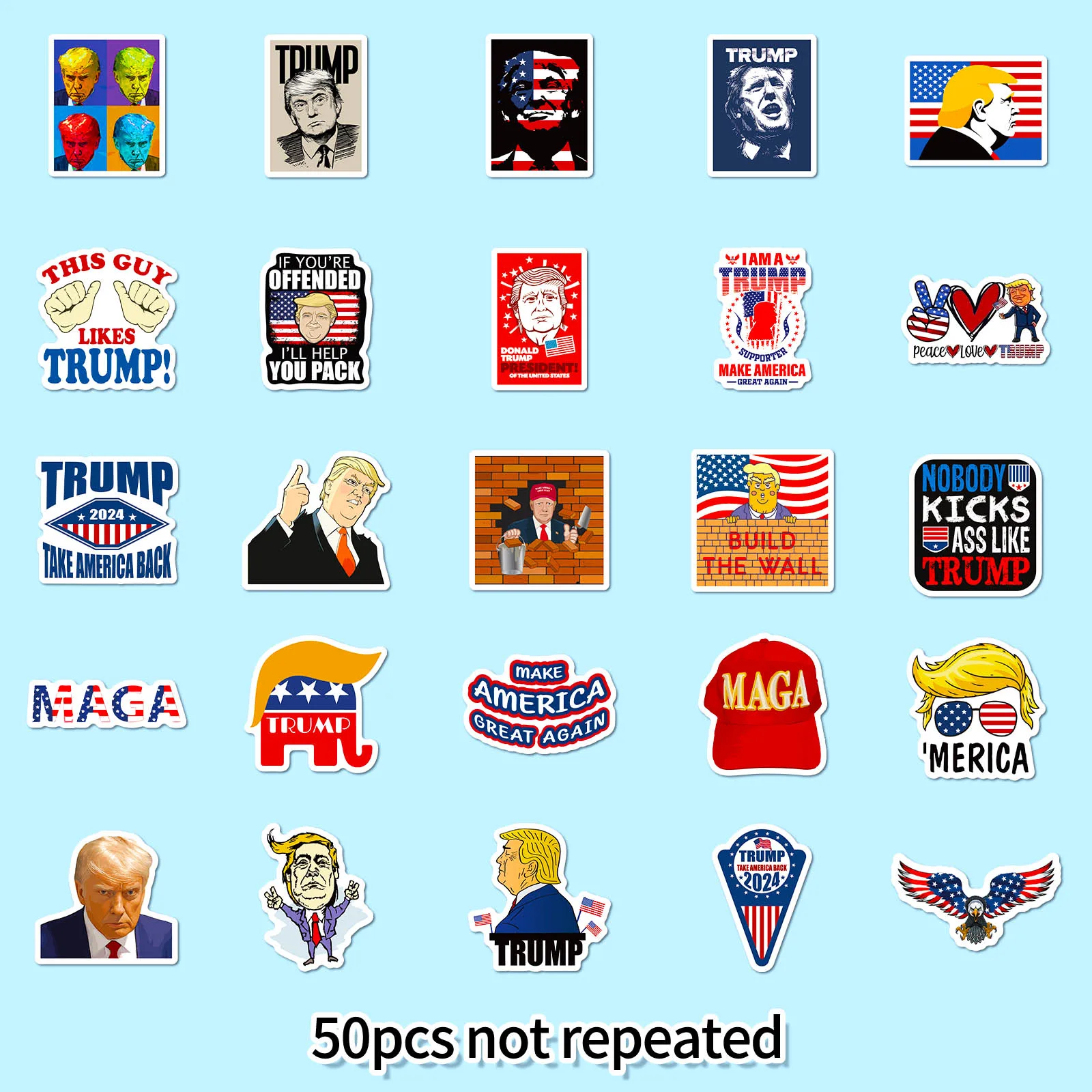 Наклейки Дональд Трамп 50 шт. наклейки на тему выборов 2024 года украшение для