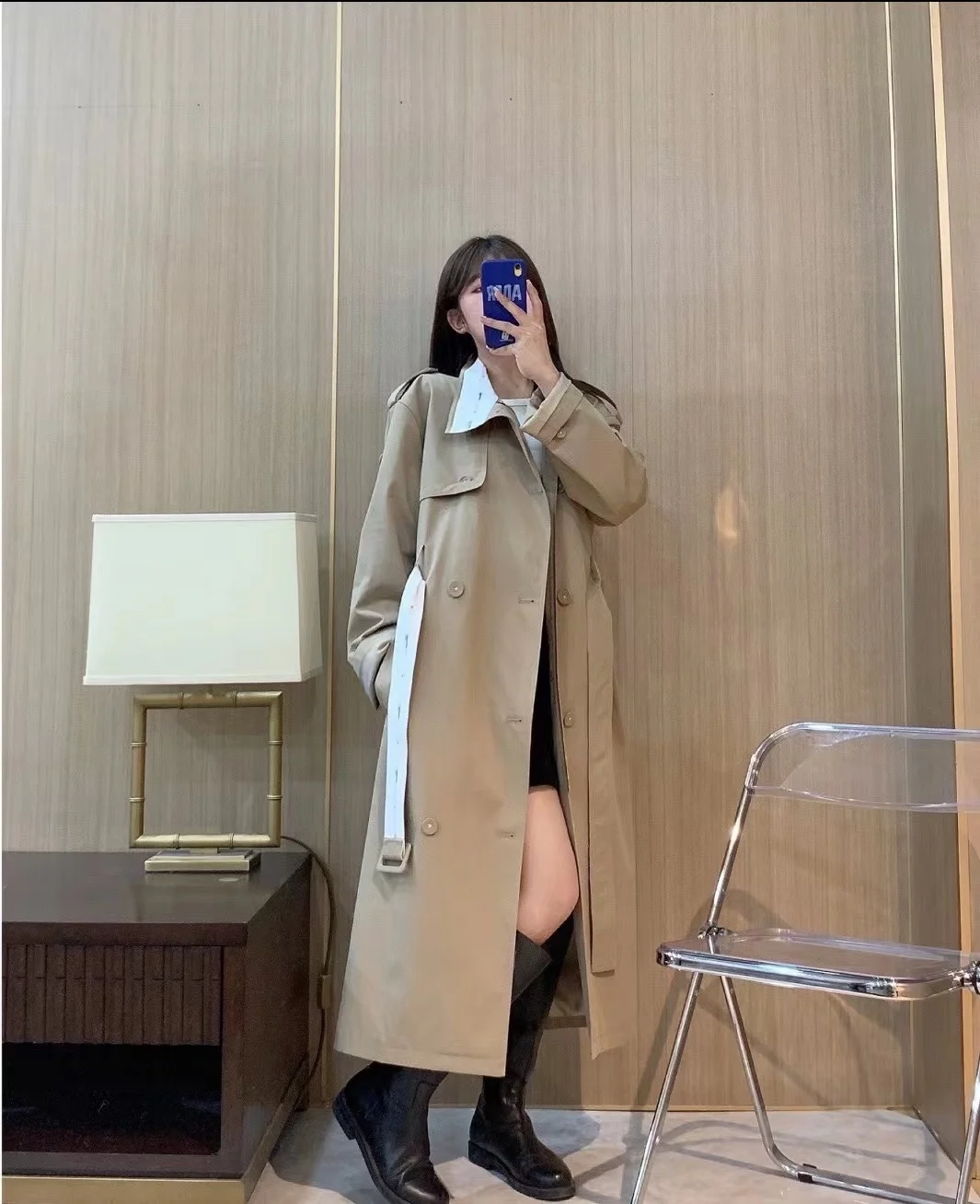 

version autumn new Korean high-quality mid-length trench loose niche British style double-breasted men's and women's coat