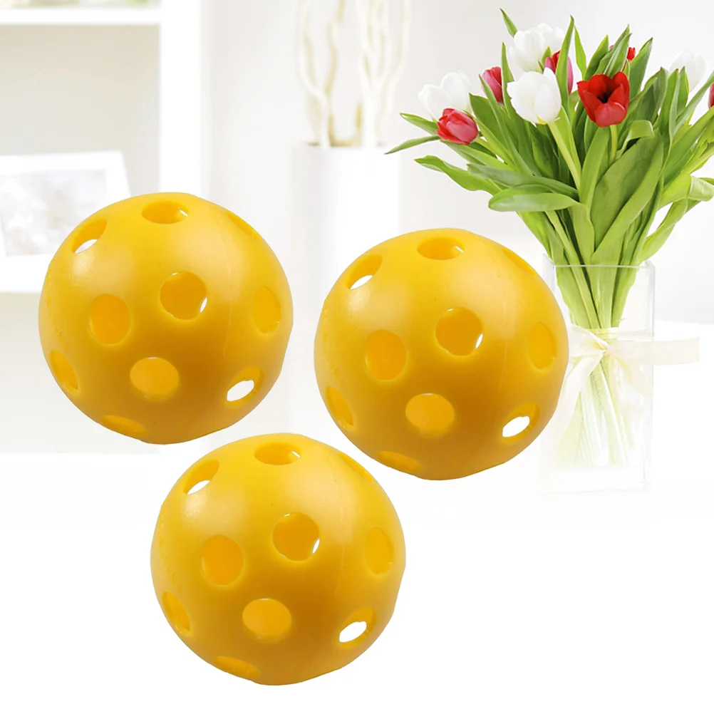 

3pcs Air Flow Hollow Balls Plastic Training Balls for Practice (Yellow)