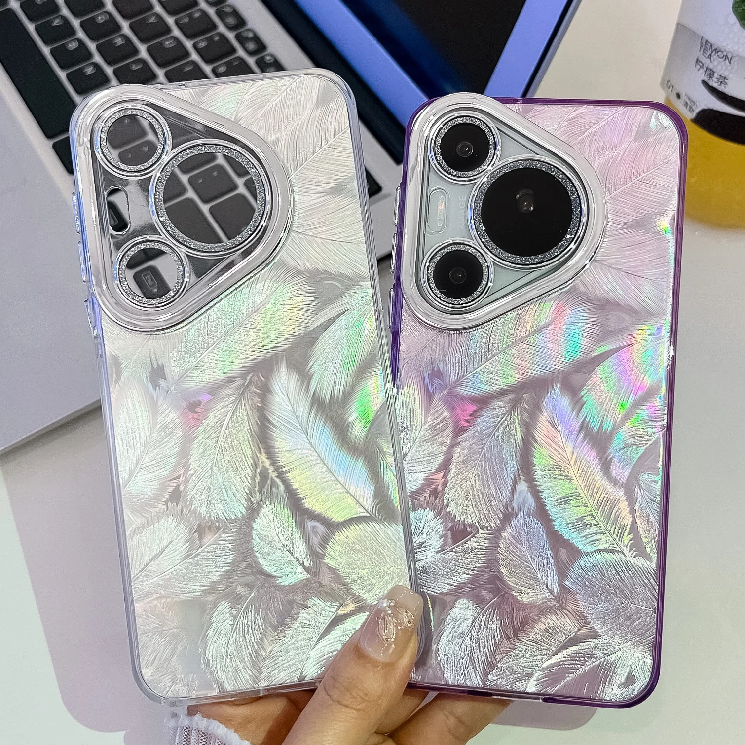 Роскошный Серебристый градиентный силиконовый чехол для Pura 70Ultra 70 Pro Mate 60 с