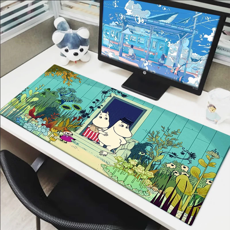 Cute Mouse Pad Moomines Rubber Mat Keyboard Mause Kawaii Deskmat Cartoon Gaming Mousepad Anime Gamer Pc Accessories Pads Desk