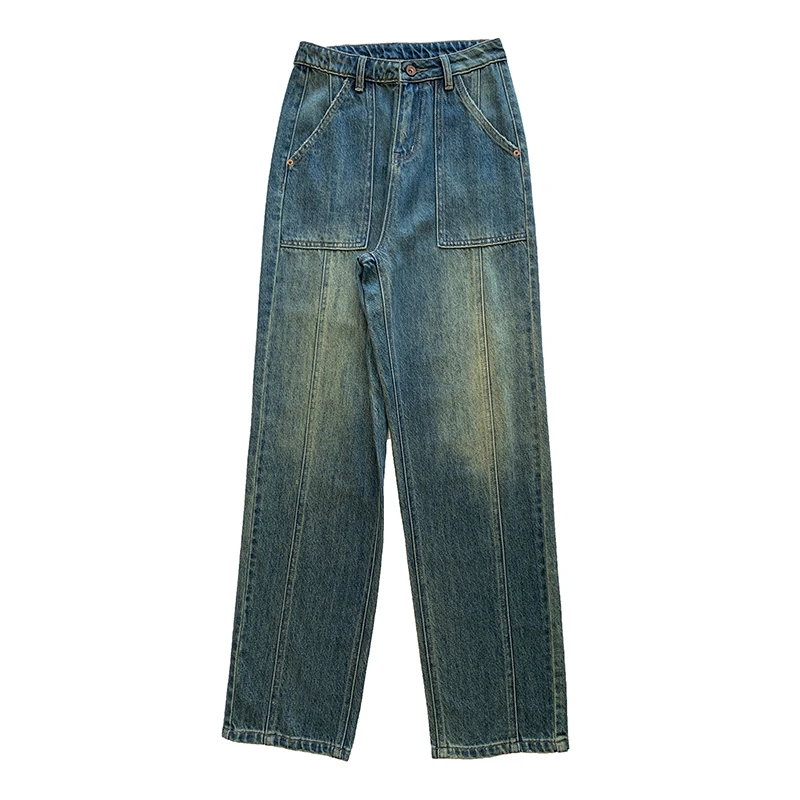 Pockets Patchwork Baggy Jeans Fashion Streetwear Cotton Women Denim Trouser Loose Cargo Pants Korean Jeans Harajuku Cowboy Pant