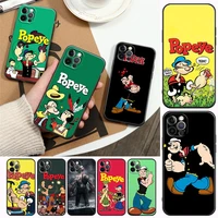 cute cartoon popeye phone case for apple iphone 11 12 13 pro max 7 8 se xr xs max 5 5s 6 6s plus silicone case fundas coques