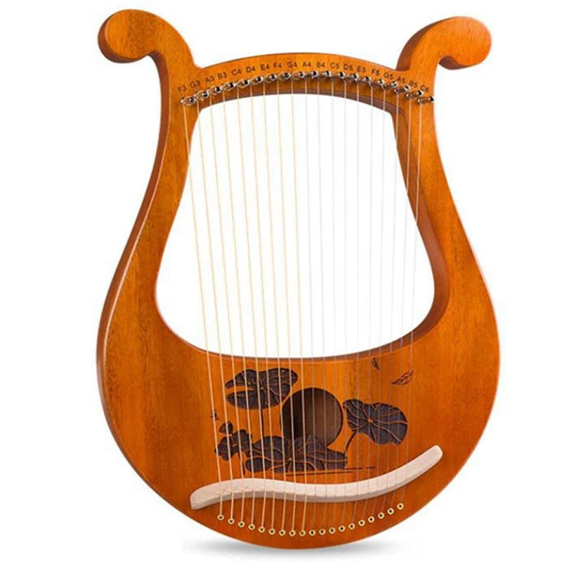 

HOT Lyre Harp,19 Metal Strings Mahogany Harp Lyre Harp Stringed Instrument With Tuning Wrench For Music Lovers Beginners,Etc