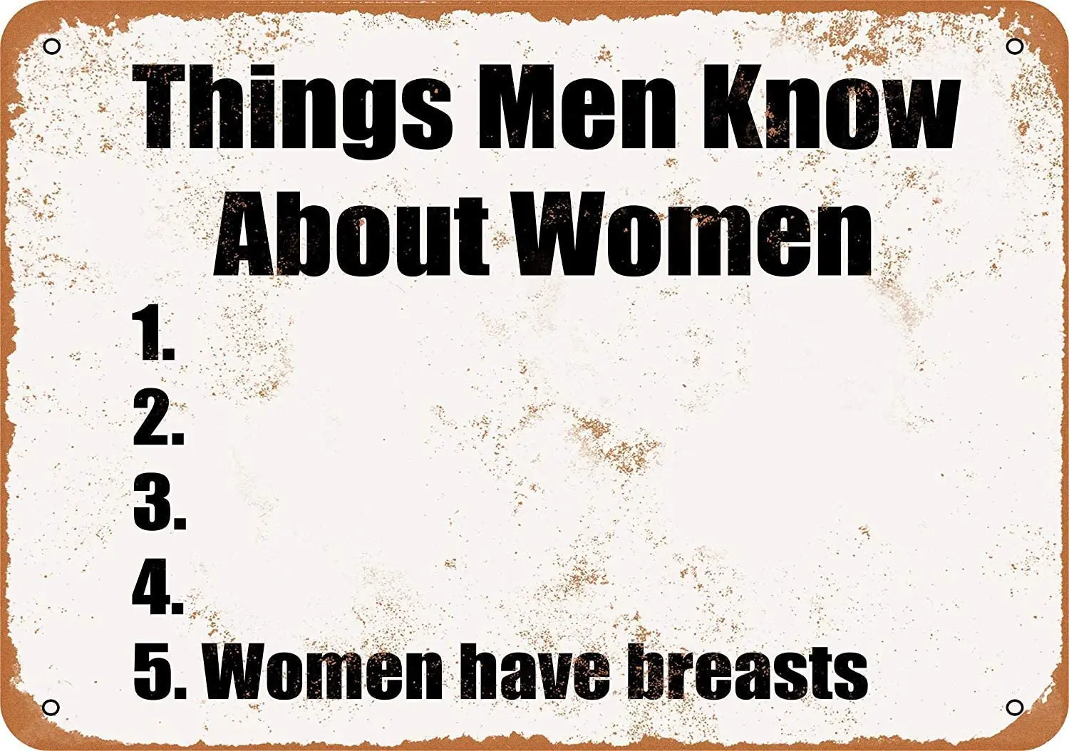 

Металлический знак 8x12-вещи, о которых знают мужчины и женщины.