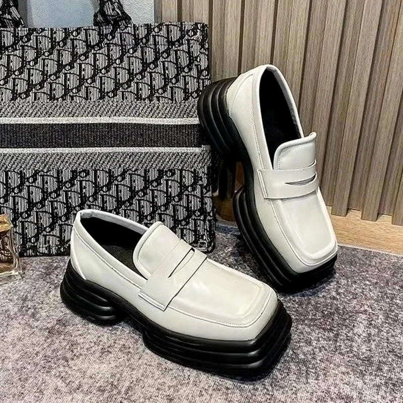 

Square Toe Small Leather Shoes Women 2022 Spring New British Style Wedges Mary Jane Casual Women's Shoes Fashion Platform Shoes