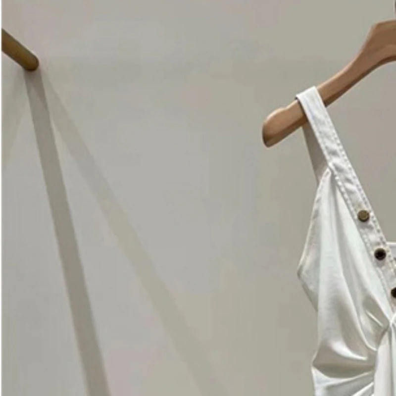 

Новинка лета 2023, женское белое платье-миди на бретельках с Боковым Разрезом