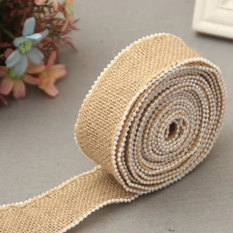 

NEW Vintage pearl Natural Hessian Jute Burlap lace Ribbon braided fabric DIY Craft Christmas Home Wedding Party Decor