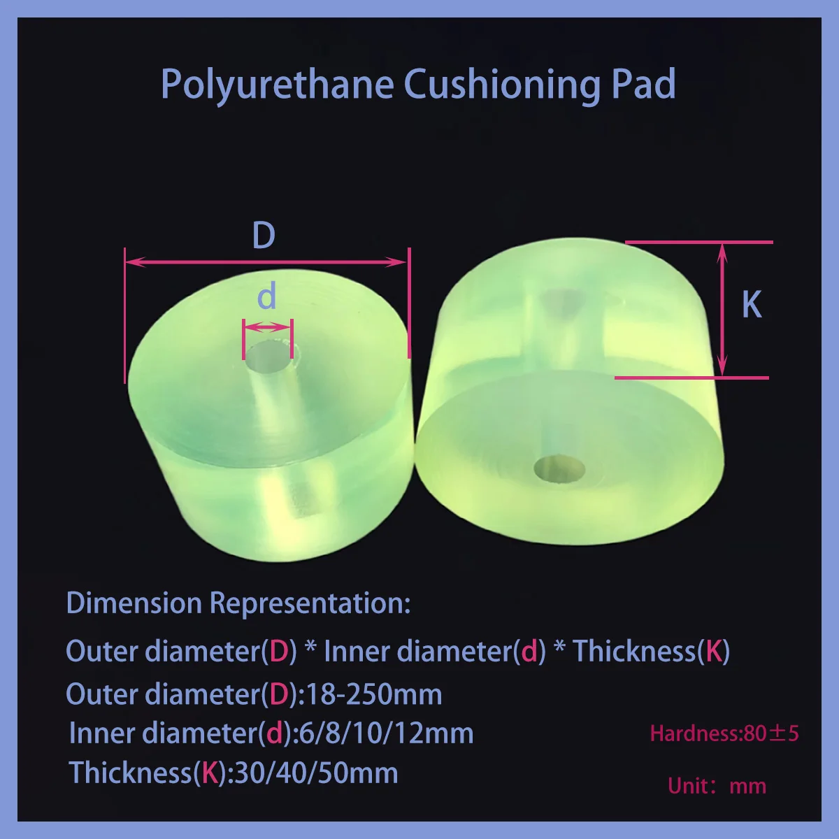 

Полиуретановая амортизирующая накладка/полиуретановая прокладка/толщина 30/40/50 мм/износостойкая накладка/демпфирующая накладка