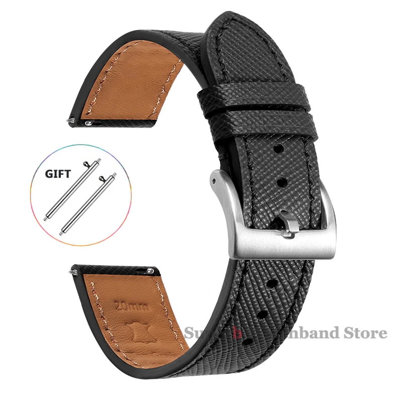 Винтажный прошитый кожаный ремешок для часов 18 мм 20 22 быстросъемные ремешки из