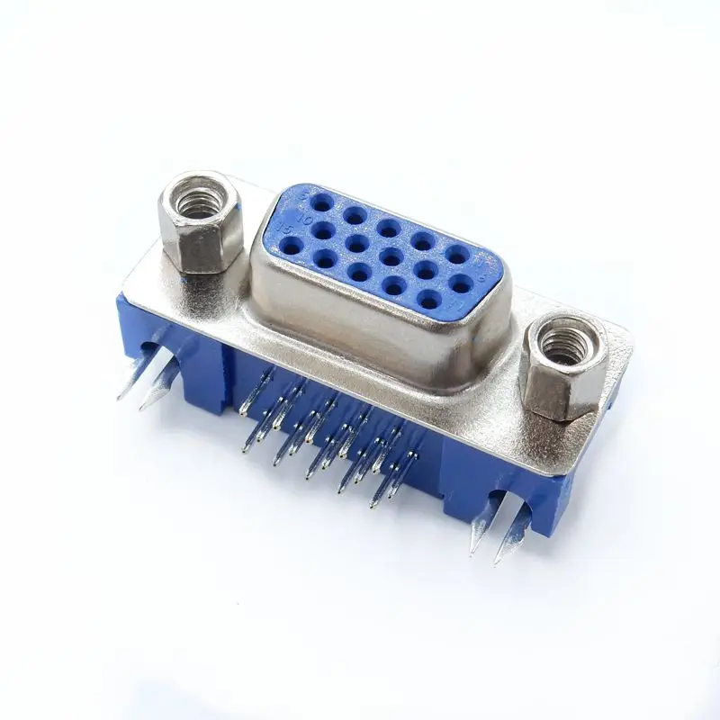 

db15 hdr15 dr15 female PCB mounting connector right angle D-Sub 3-row blue parallel port connector 15-pin 15-pin VGA socket ada