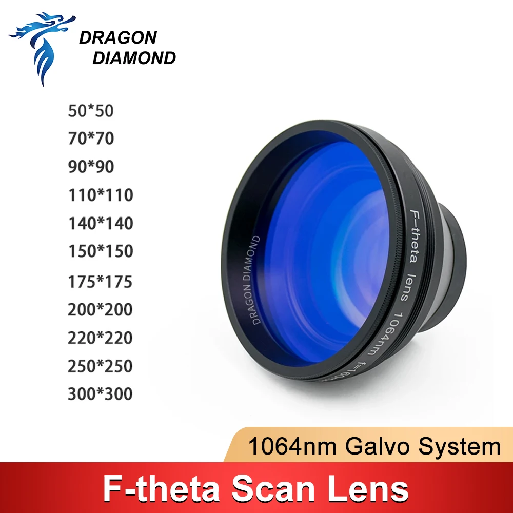 F-theta Scan Lens Mount M85x1 Optical Thread Field Lens 62 110 150 175 207 228 F100-330mm For Fiber Laser Marking Machine