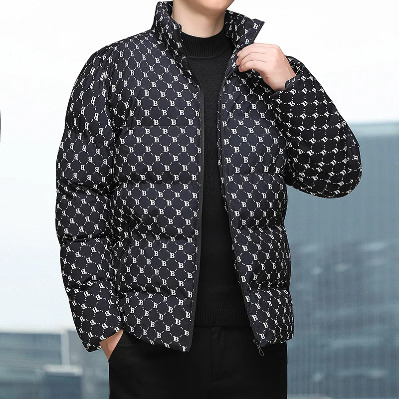 Мужская парка с воротником-стойкой новая зимняя пуховая куртка надписью теплые