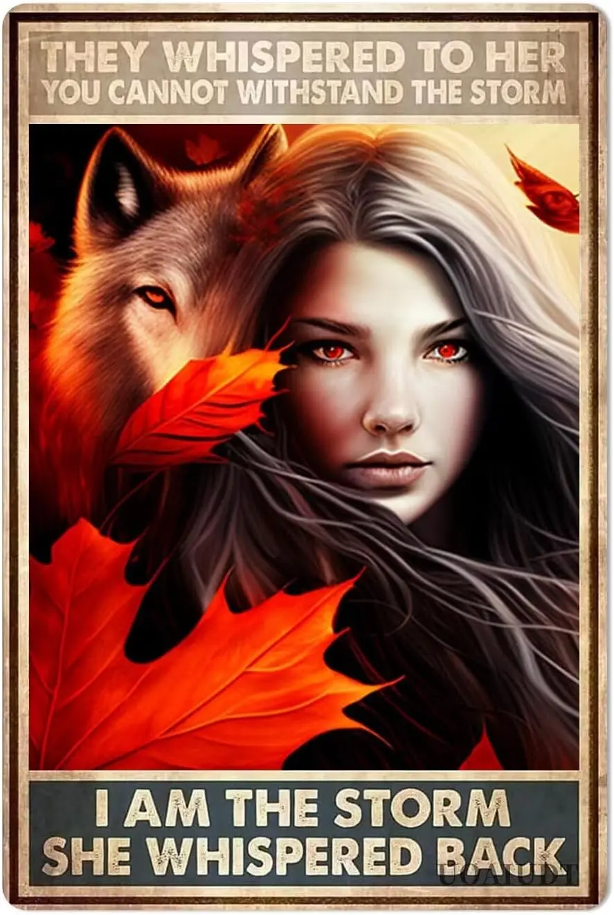 Ретро m Плакат Шторм Метл Они промывшие в ее тебя Cnnot Wthstnd The Storm Vntge Plque Metl Tn Sgns Wll Decor