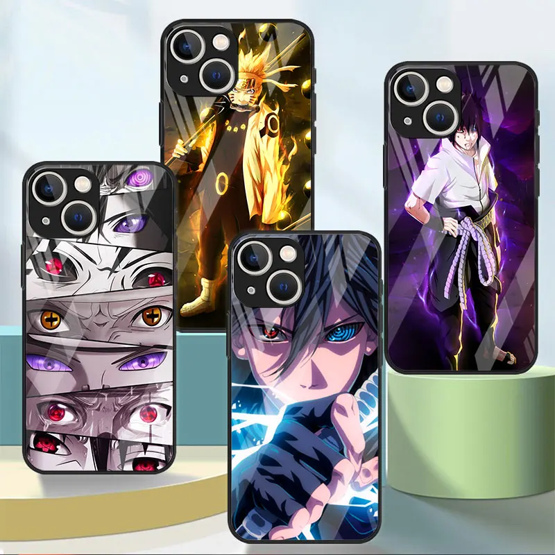 

Glass Case For Apple iPhone 14 13 11 Pro Max 12 Mini XR 7 8 Plus X XS 6 6S Back Phone Cover Tempered Funda Cool Anime N-Narutos
