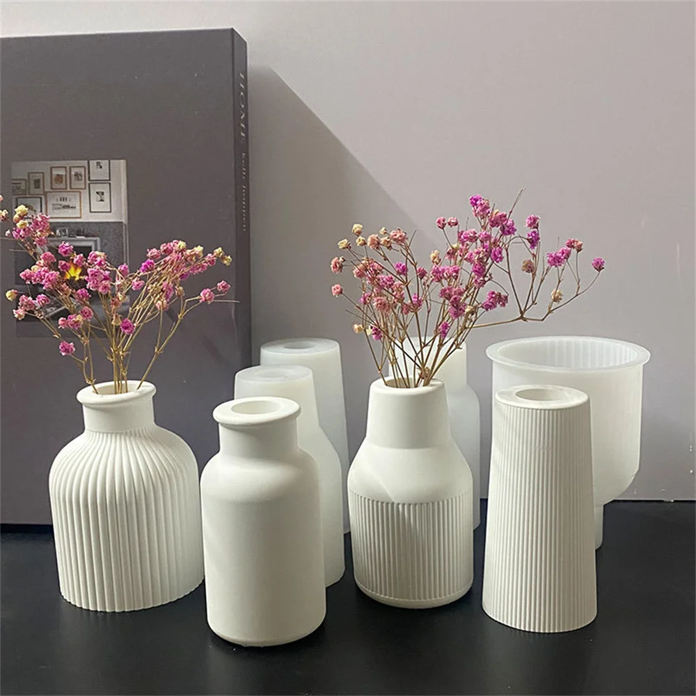 

3D Vase Plaster Silicone Mold Gypsum Clay Crafts DIY Epoxy Resin Casting Mold for Making Flower Container Home Decoration