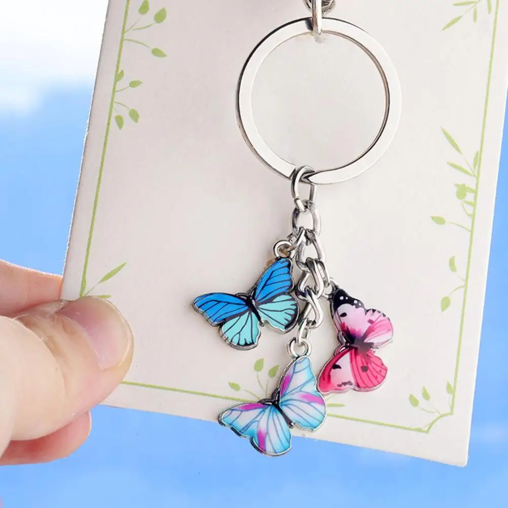 

Multifunctional Key Chain Colorful Butterfly Fine Workmanship Women Delicate Animal Pendant Key Ring Holder Bag Accessories